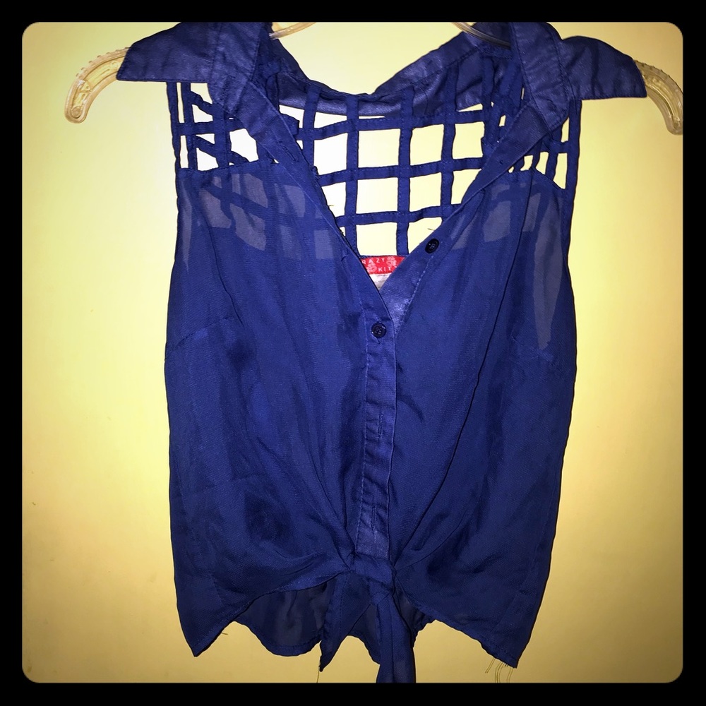 Krazy Kitty Blue Chiffon Tank